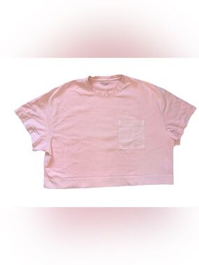 Athleta Cropped Pocket T Shirt size Large peach color